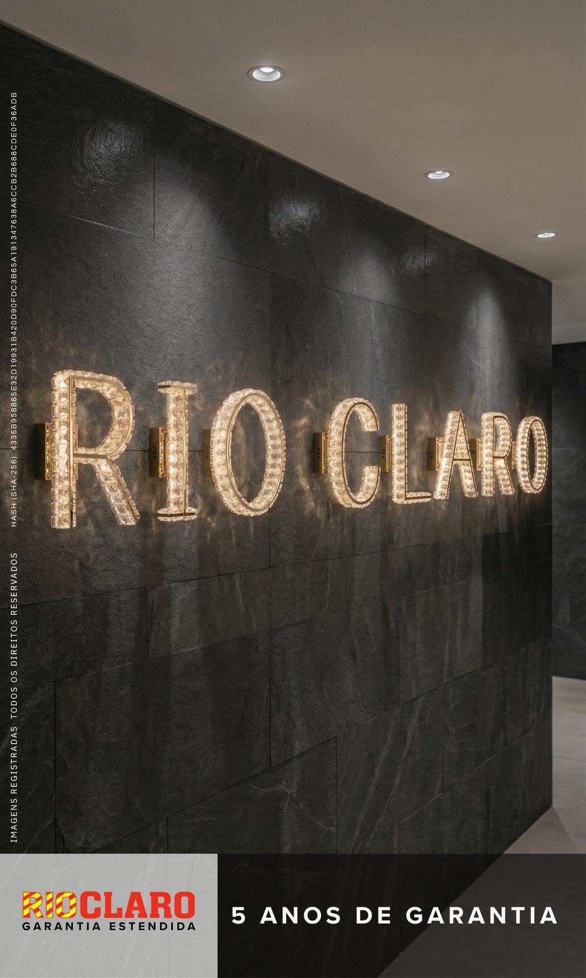 Arandela Parede Cristal Dourada Led Letras Alfabeto A - Z