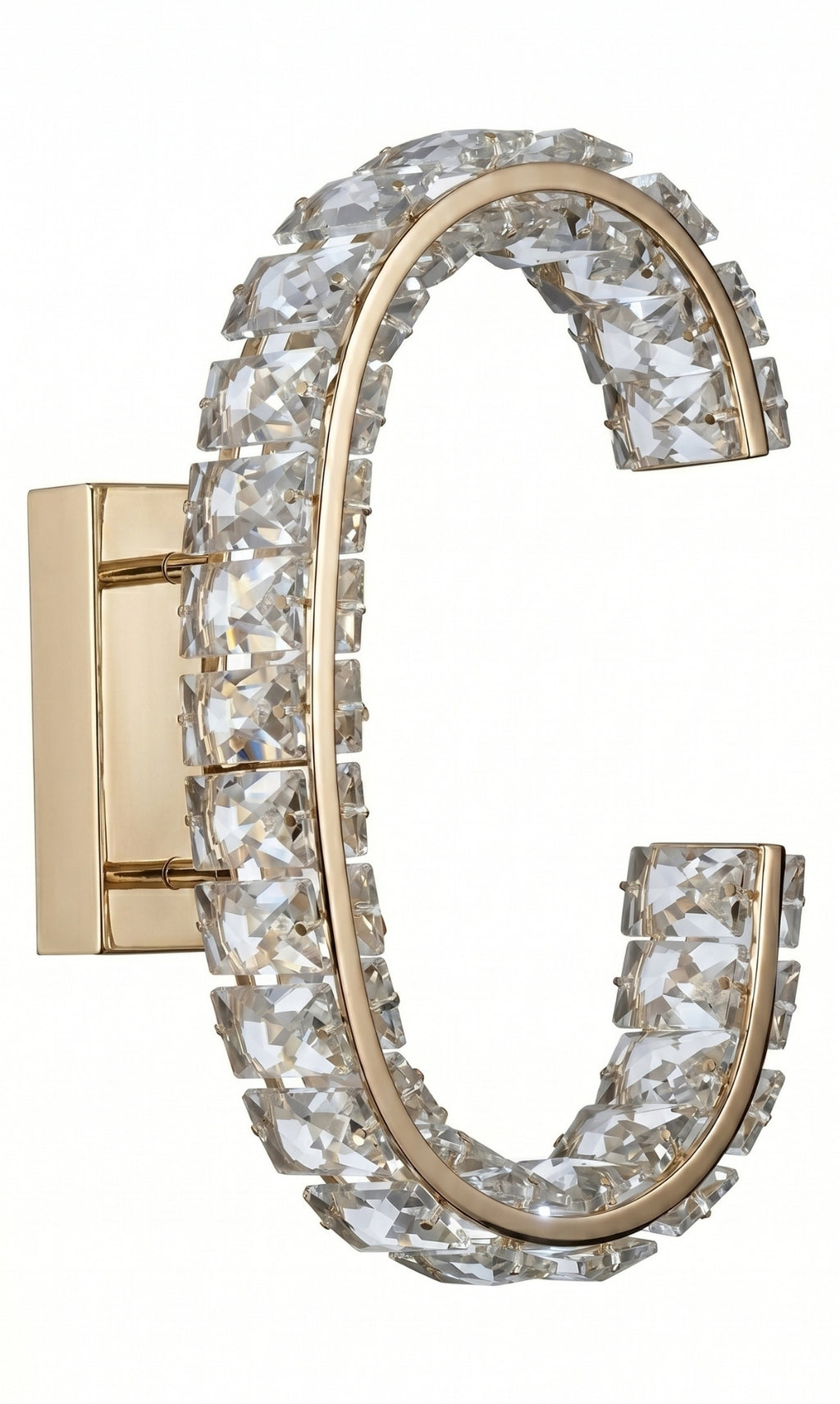 Arandela Parede Cristal Dourada Led Letras Alfabeto A - Z