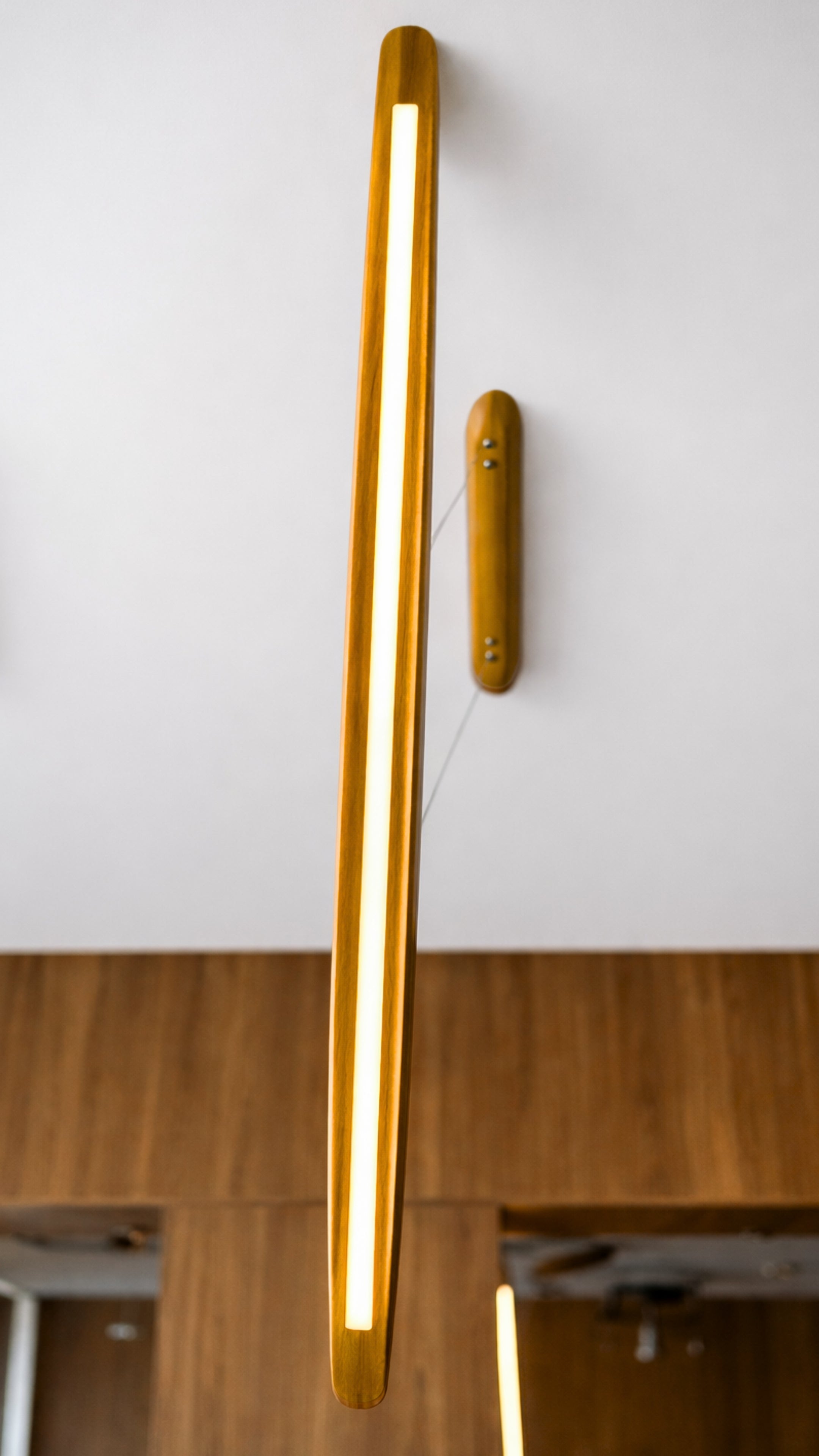 Lustre Pendente Linear Madeira 150cm LED 3000K Bivolt Albero Pienza