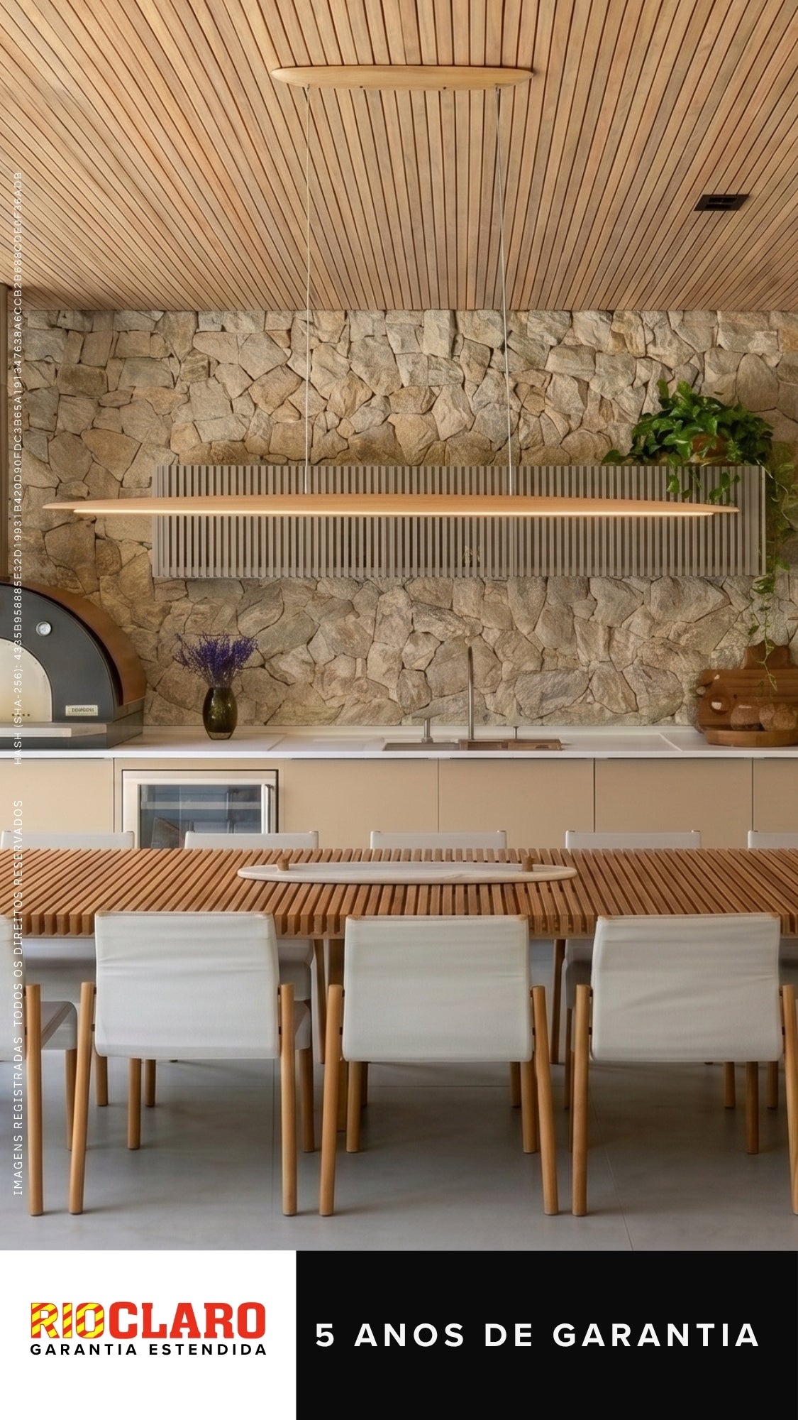 Lustre Pendente Linear Madeira Led 3000k Louro Freijó 24W