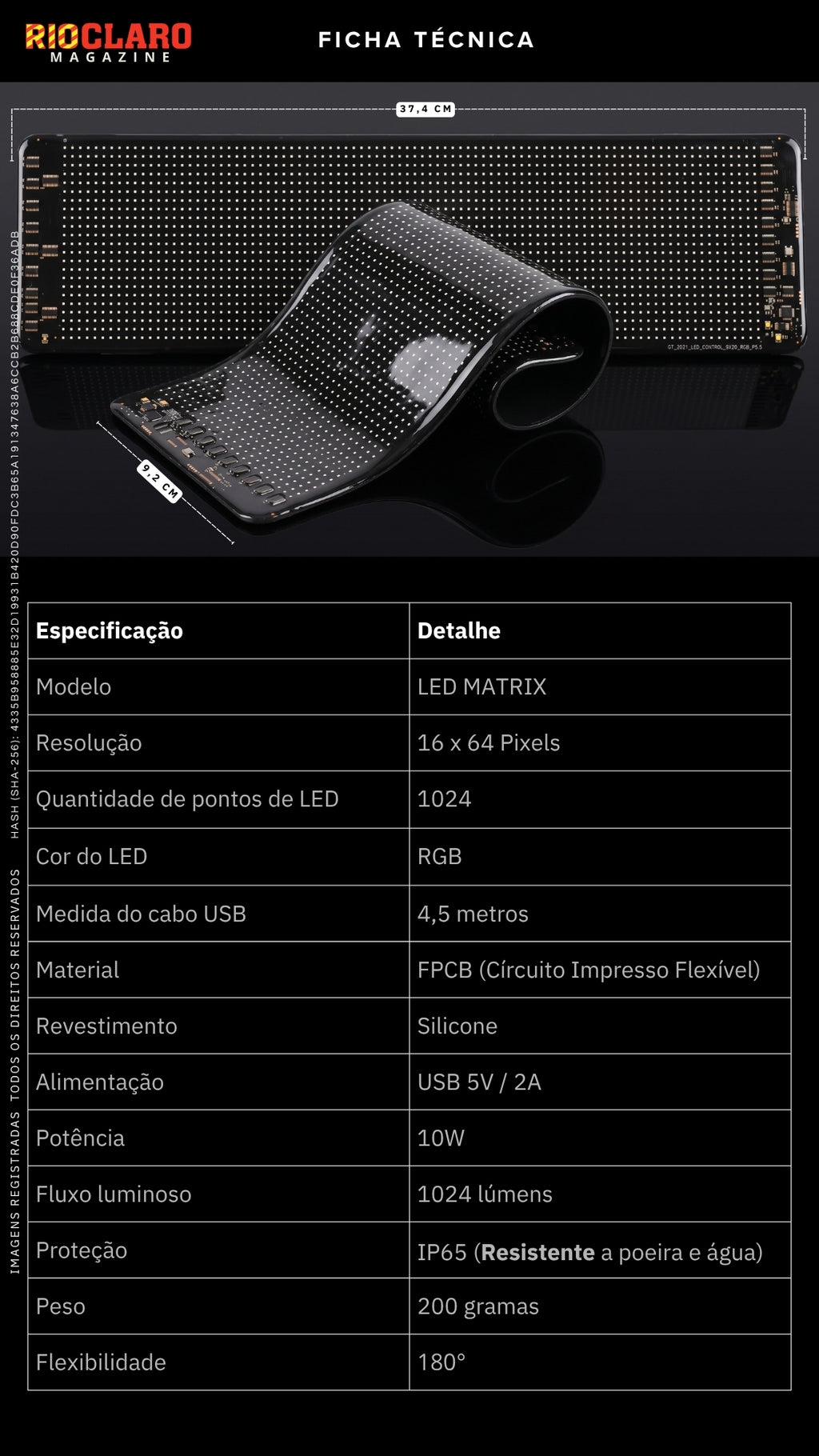 Painel Letreiro Led Flexível Automotivo Rgb Matrix App Usb