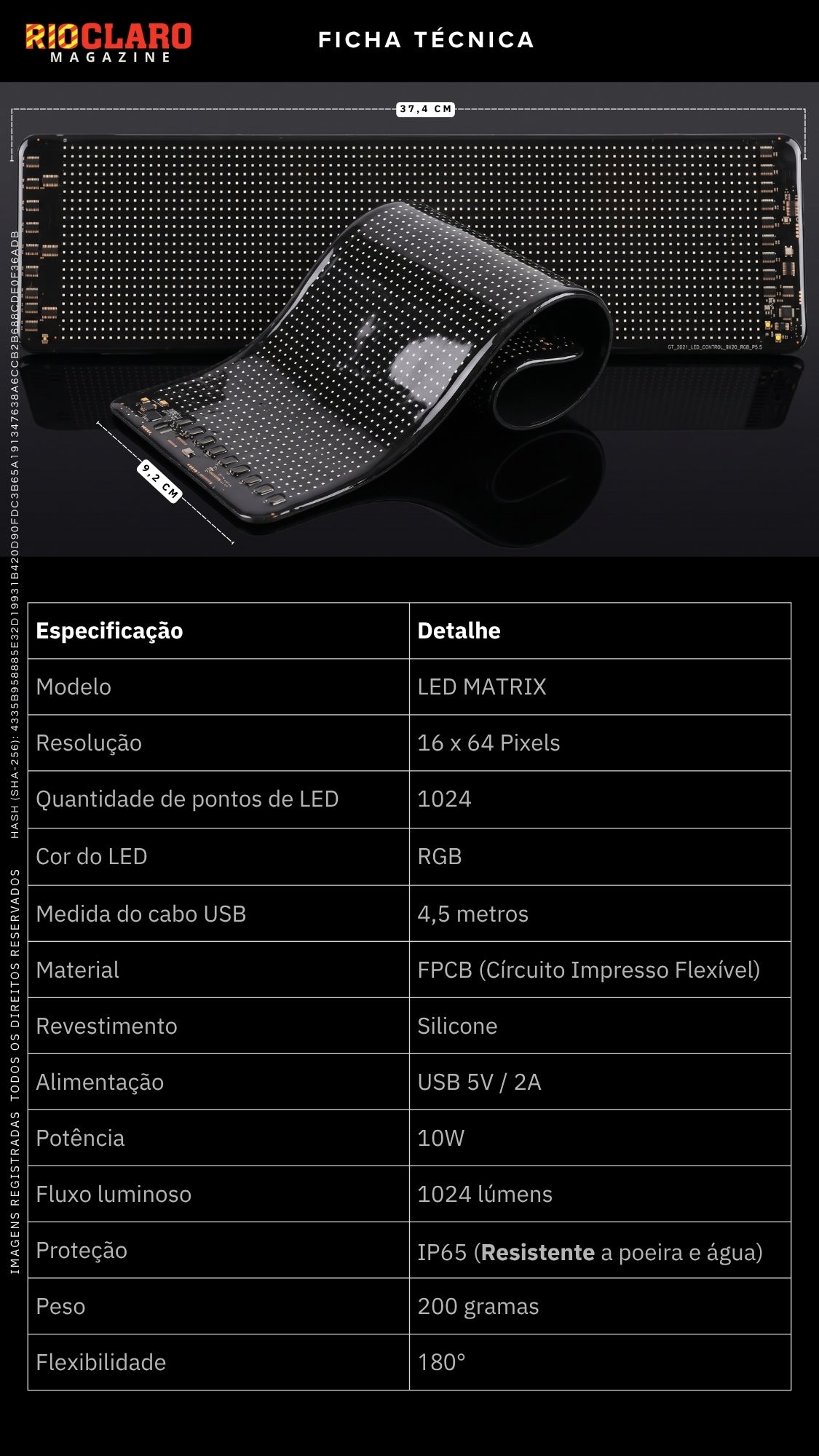 Painel Letreiro Led Flexível Automotivo Rgb Matrix App Usb