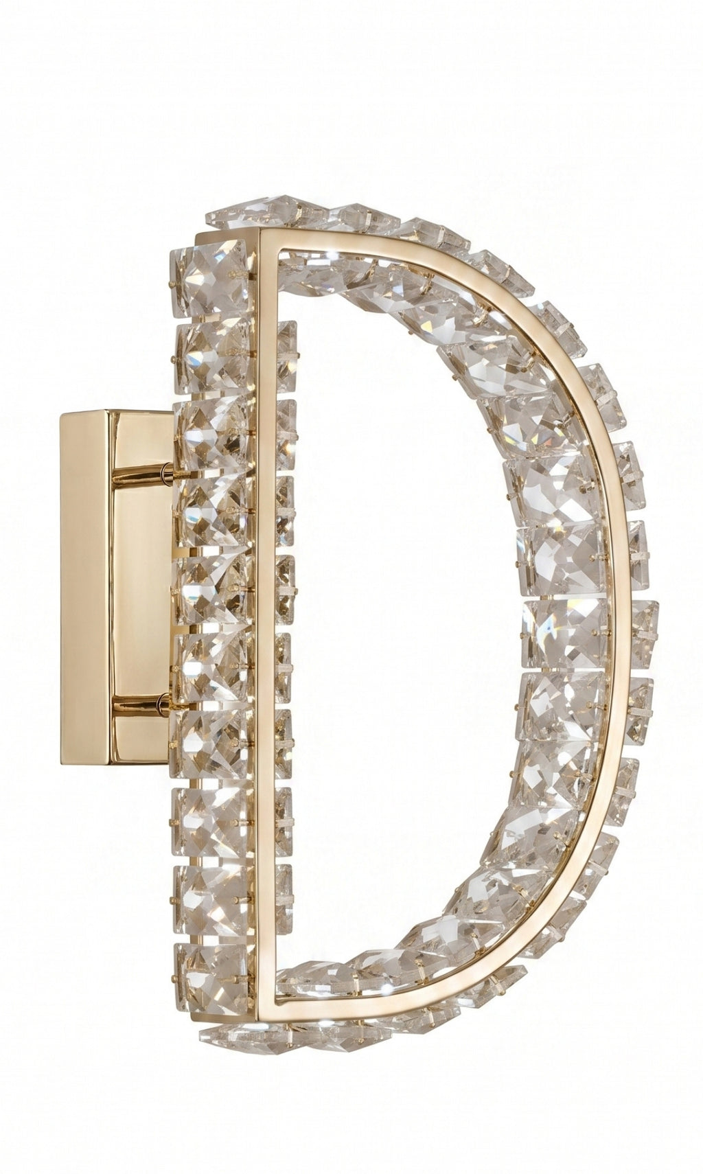 Arandela Parede Cristal Dourada Led Letras Alfabeto A - Z
