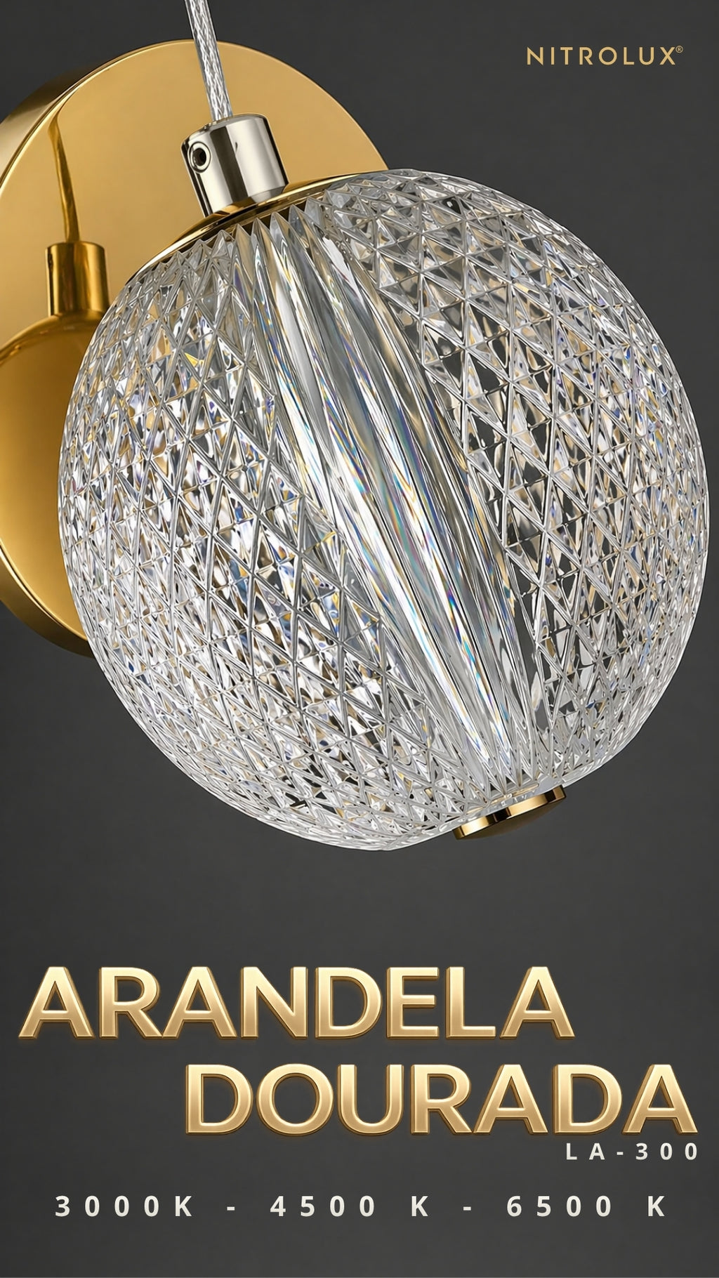 Arandela Dourada Clássica Globo LED 5W Bivolt
