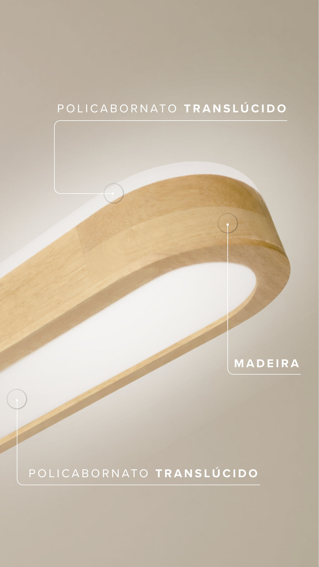 Plafon Retangular De Madeira 65 Cm Nitrolux Led 30w Bivolt
