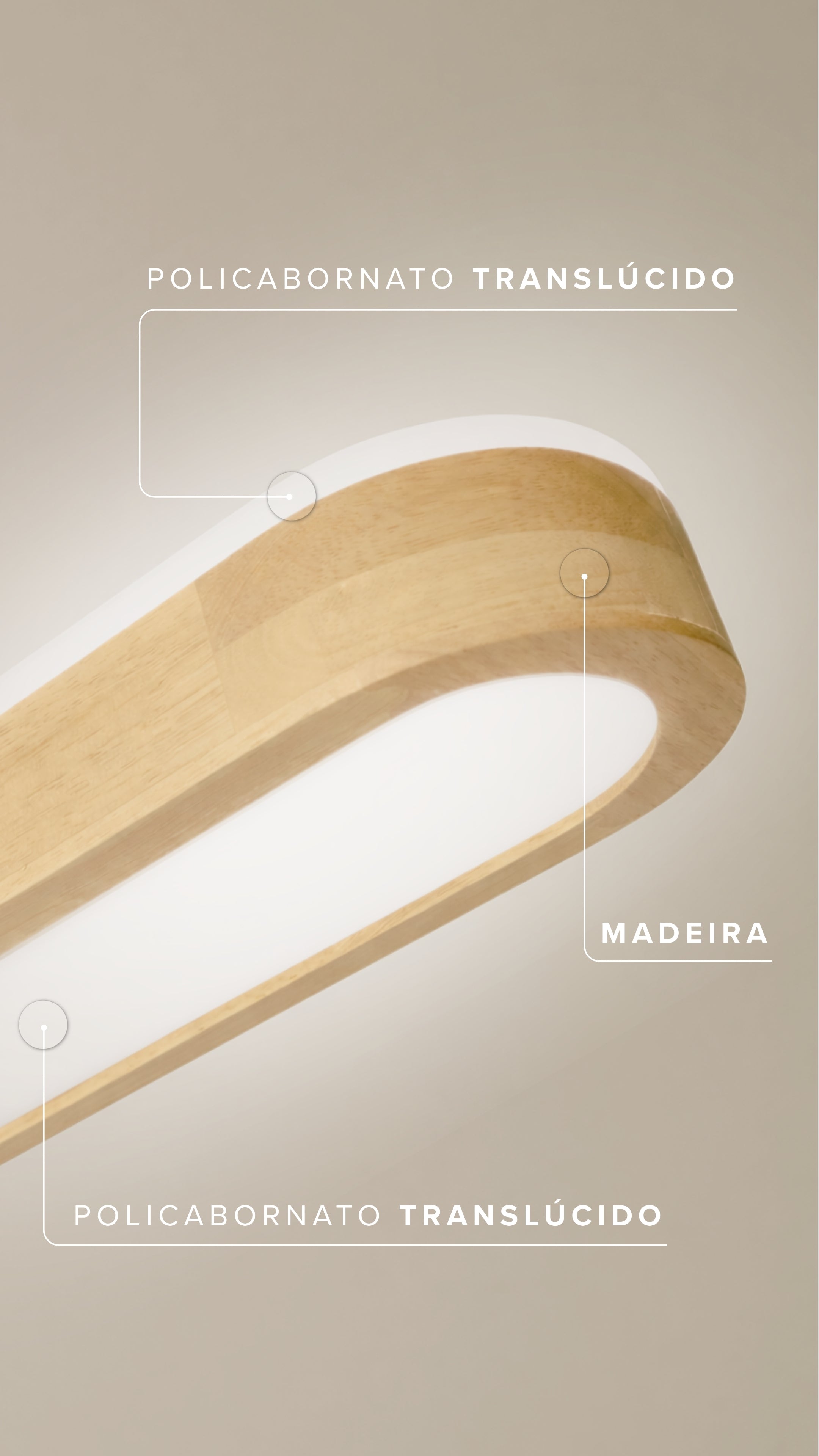 Plafon Retangular De Madeira 65 Cm Nitrolux Led 30w Bivolt