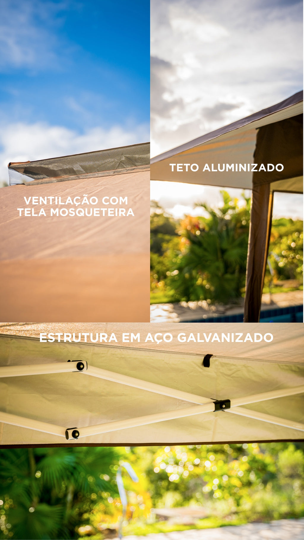 Tenda Gazebo 4x4 Dobravel Nautika Deluxx Aluminizada Uv50+