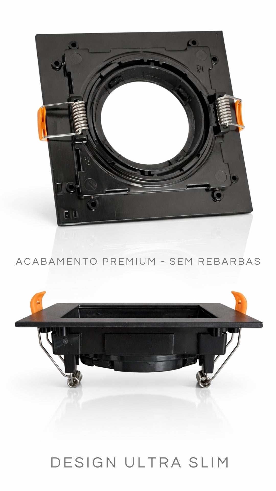 Kit 10 Spot Embutir Recuado MR16 GU10 Completo C/ Lâmpada LED 6,5W 3000K Preto Slim Teto Gesso Direcionável