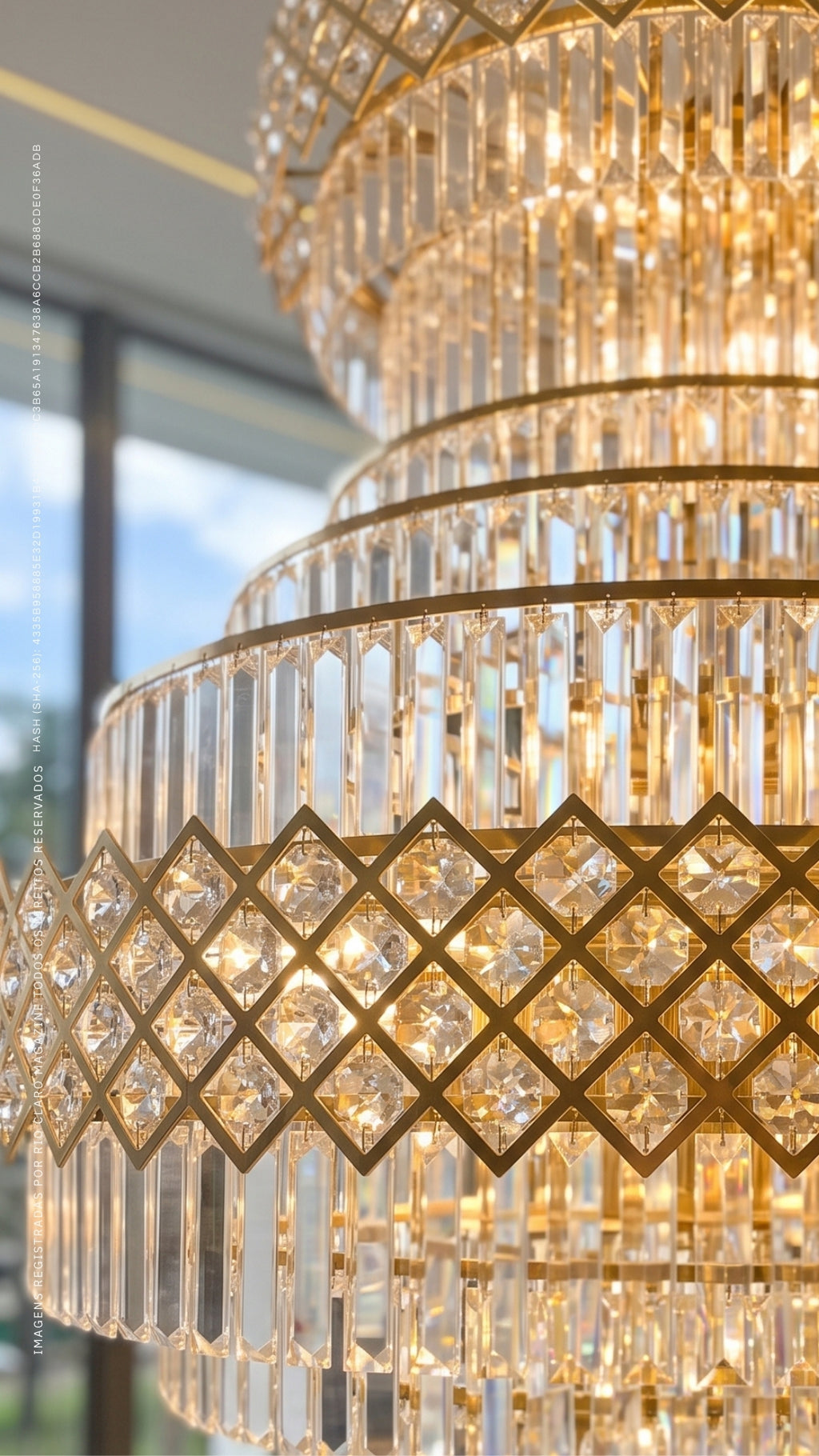 LUSTRE PARA SALA COM PÉ DIREITO ALTO IMPERIAL CRISTAL LEGÍTMO