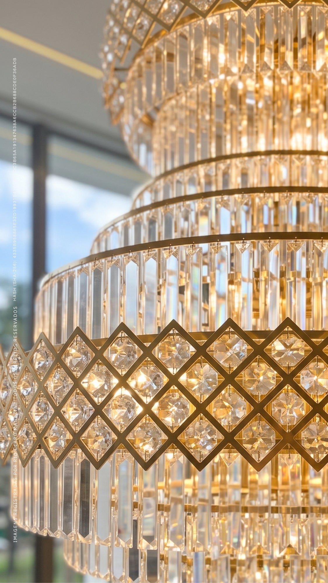LUSTRE PARA SALA COM PÉ DIREITO ALTO IMPERIAL CRISTAL LEGÍTMO
