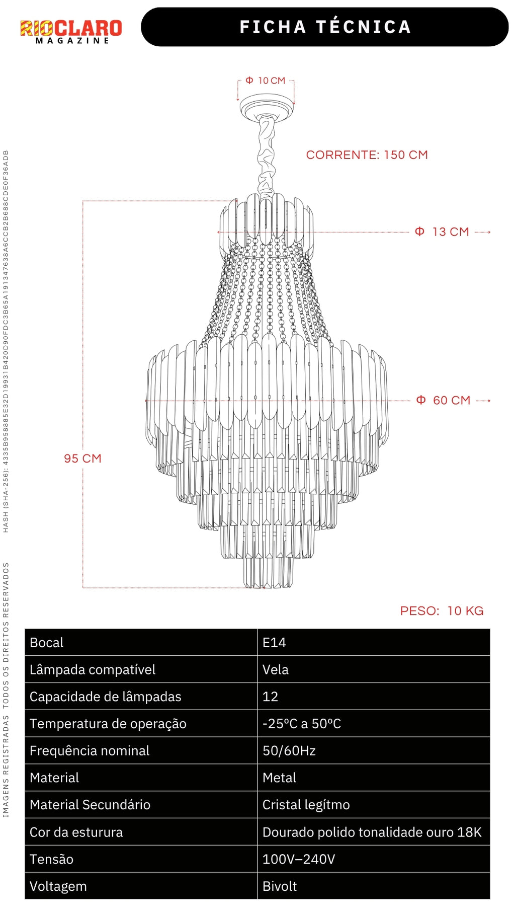 Lustre Pendente De Cristal Legítimo Imperial Dourado