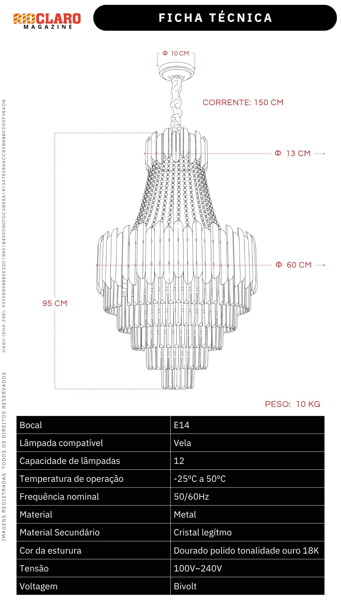 Lustre Pendente De Cristal Legítimo Imperial Dourado