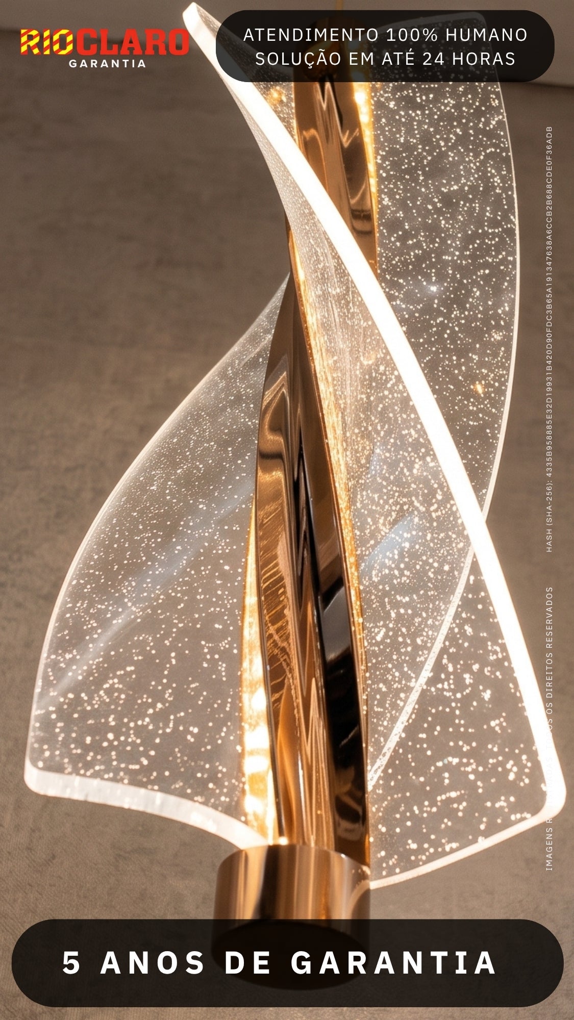 Pendente Led Espiral Dourado Ouro 17w Luz Quente 3000k Bivolt