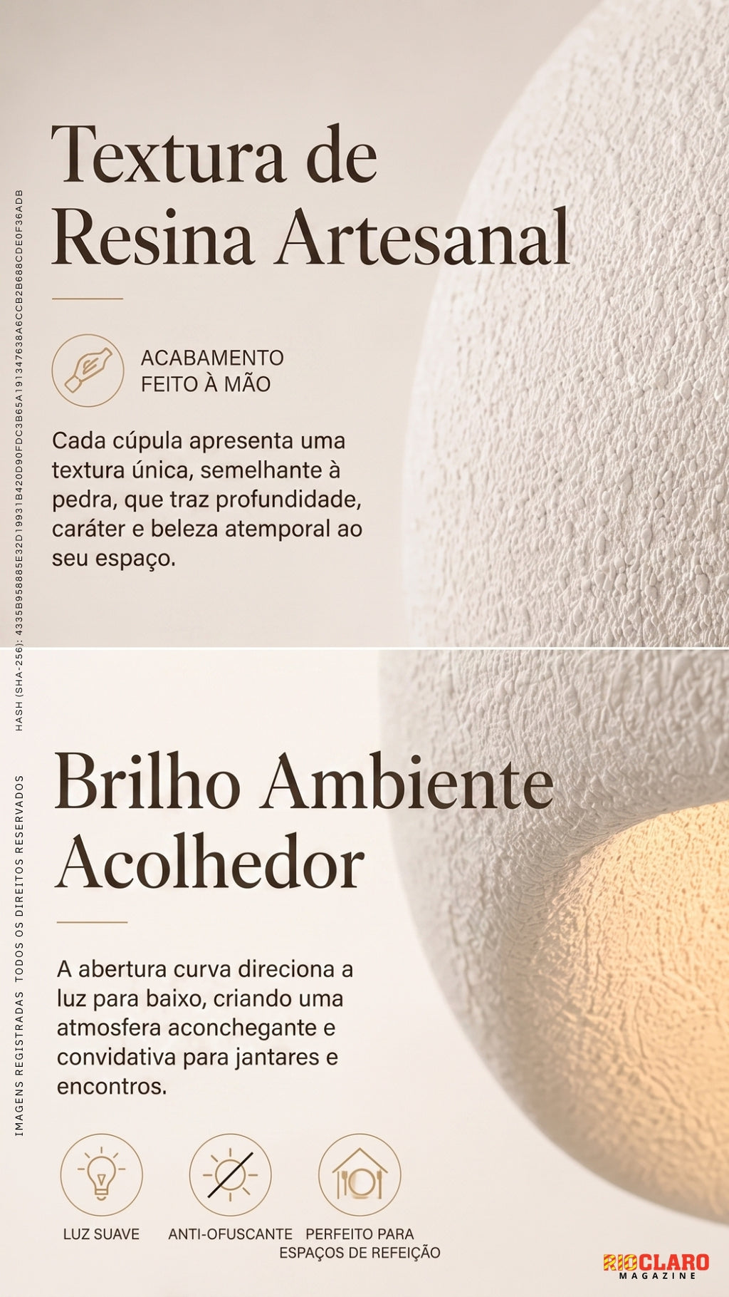 Luminária Pendente Teto Wabi-Sabi Resina Branca 40cm Bivolt