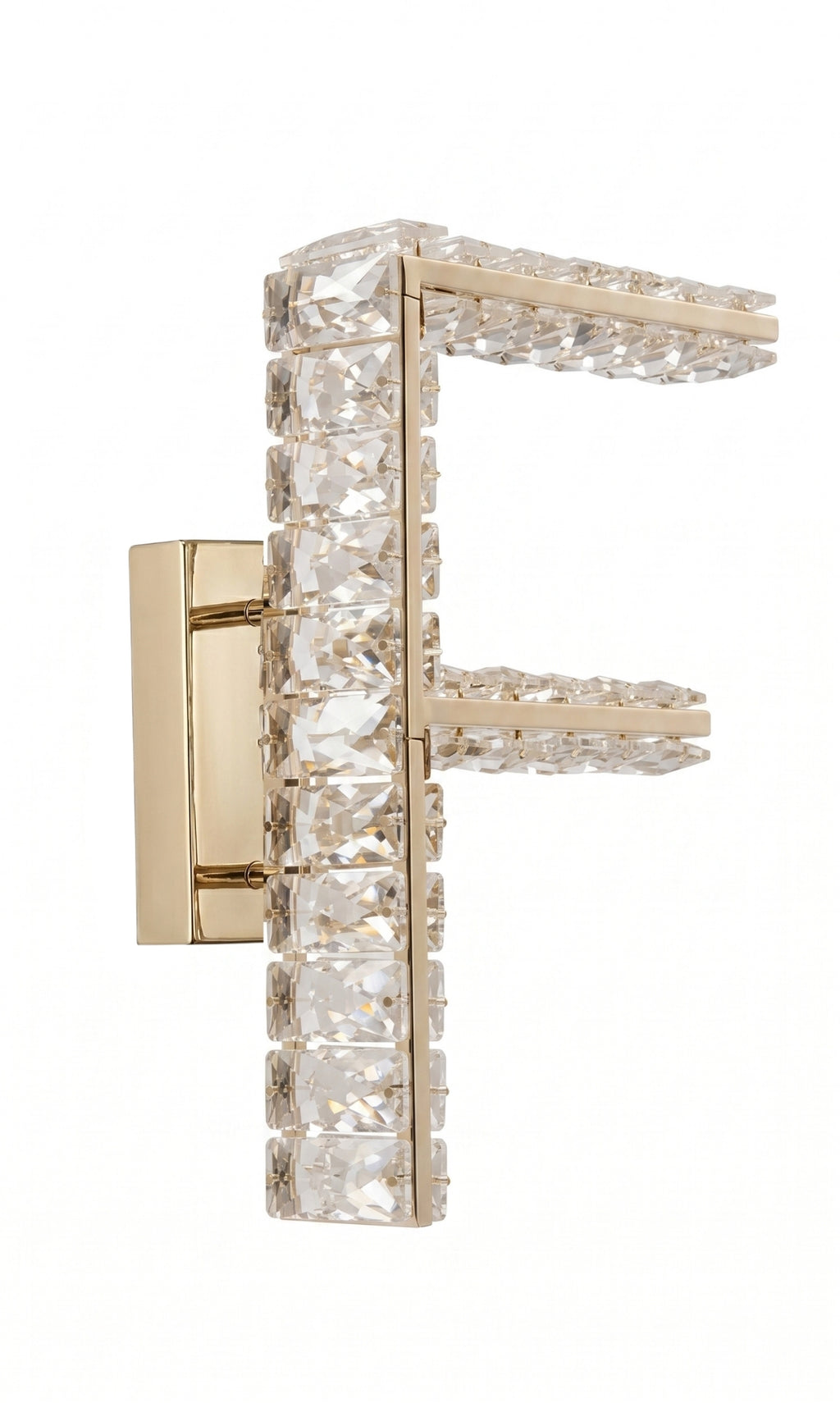 Arandela Parede Cristal Dourada Led Letras Alfabeto A - Z