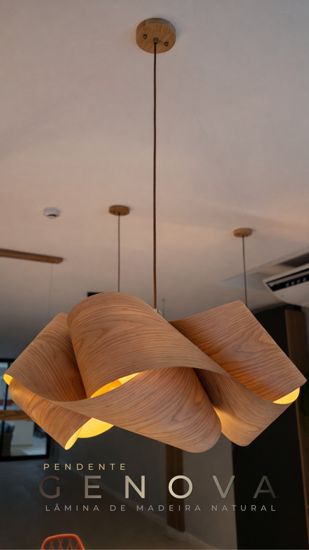 Lustre Pendente Madeira Genova 62cm E27 Bivolt Nitrolux