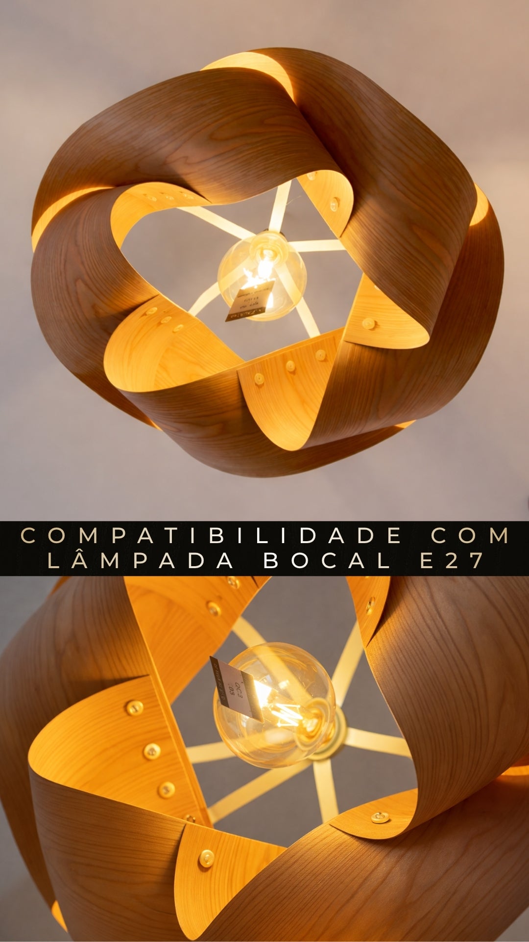 Lustre Pendente Madeira Genova 62cm E27 Bivolt Nitrolux