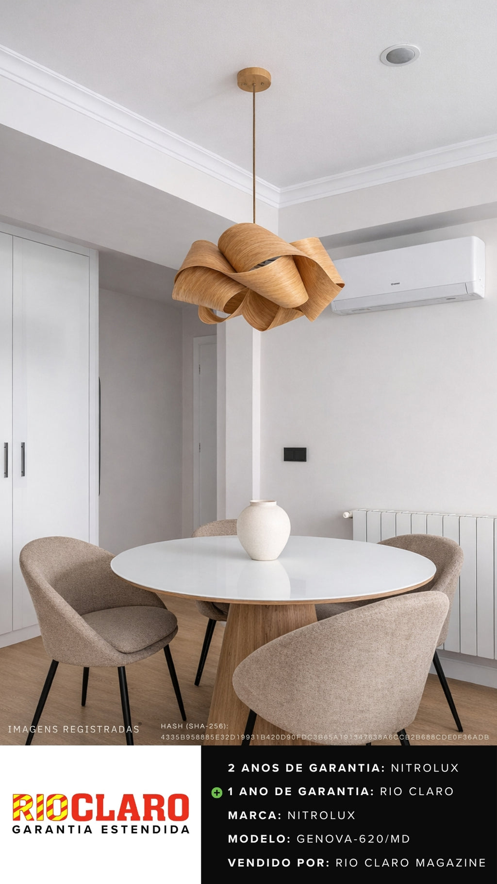 Lustre Pendente Madeira Genova 62cm E27 Bivolt Nitrolux