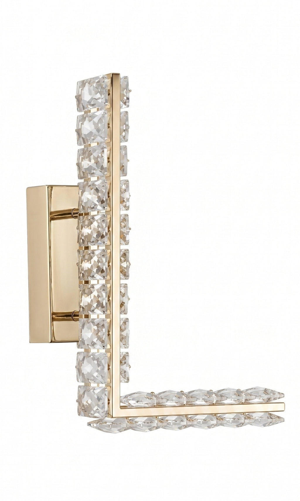 Arandela Parede Cristal Dourada Led Letras Alfabeto A - Z