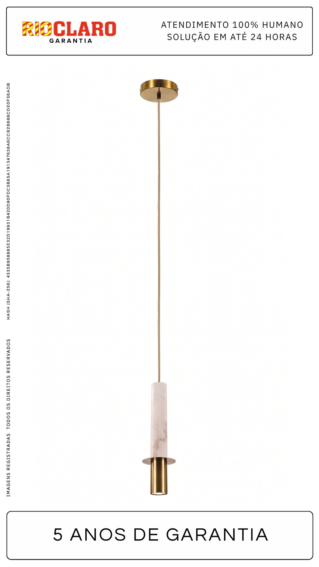 Luminária Pendente em Alabastro e Metal Cor Bronze