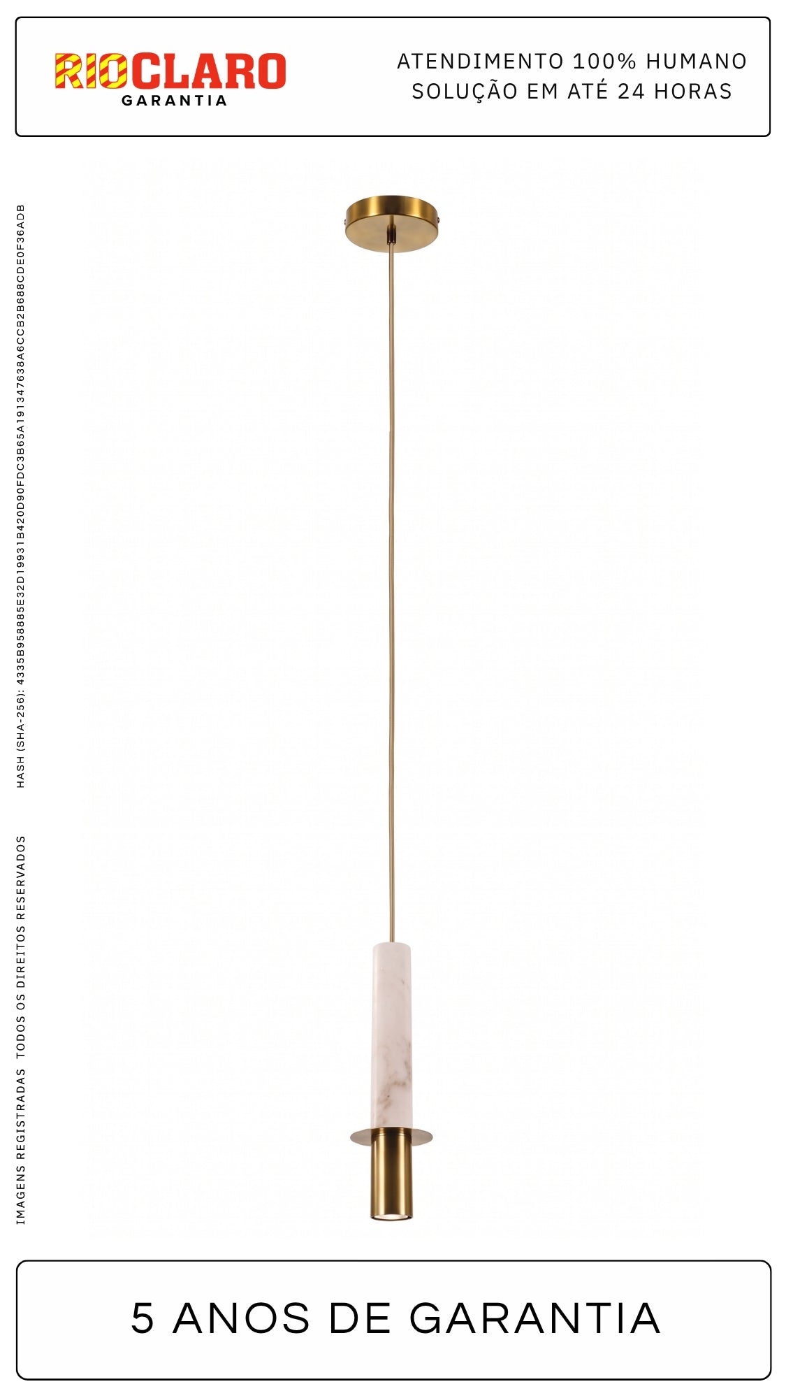 Luminária Pendente em Alabastro e Metal Cor Bronze