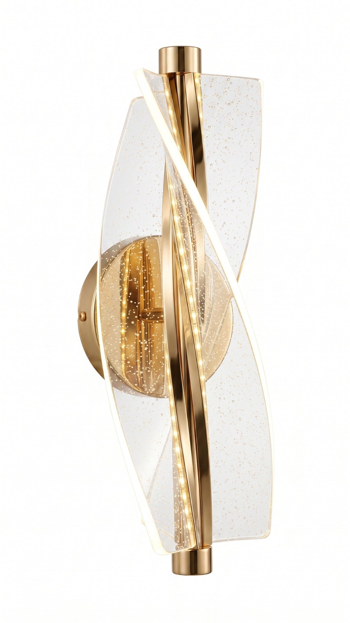 Arandela Led Moderna Espiral Dourada 17w Luz Quente Bivolt