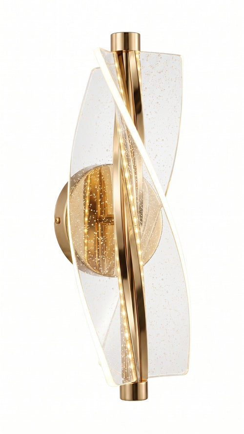 Arandela Led Moderna Espiral Dourada 17w Luz Quente Bivolt