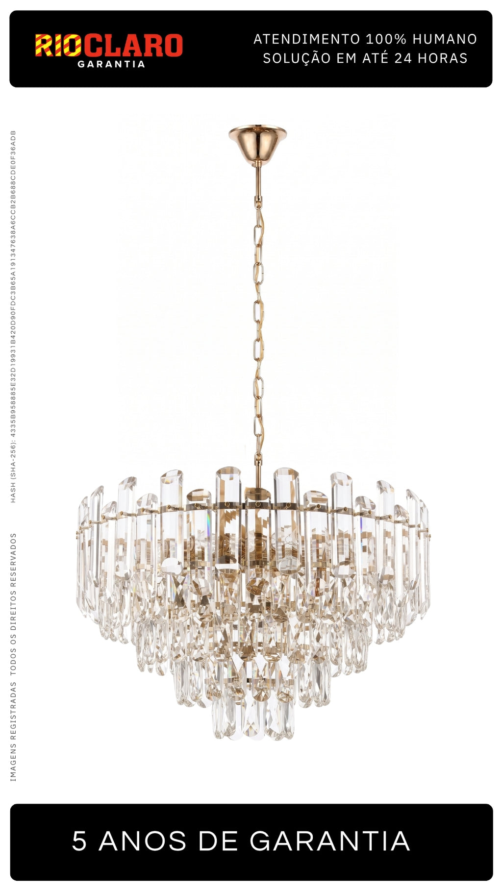 Lustre Pendente Cristal Legítimo Dourado 55cm Sala De Jantar