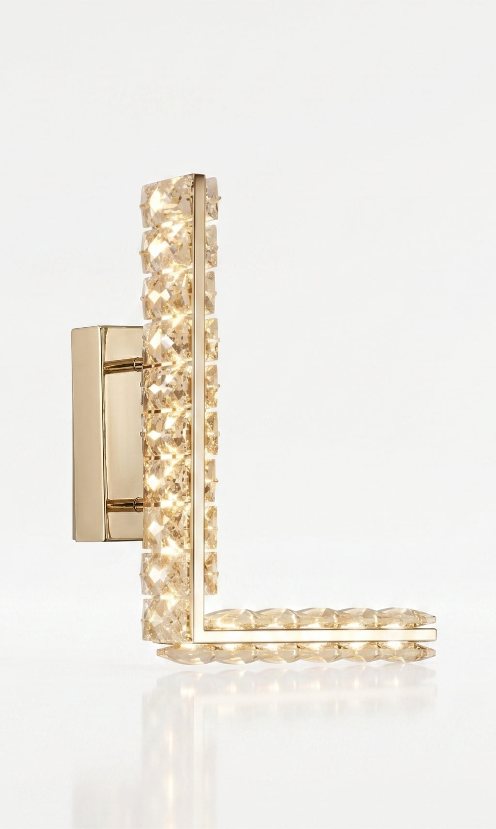 Arandela Parede Cristal Dourada Led Letras Alfabeto A - Z