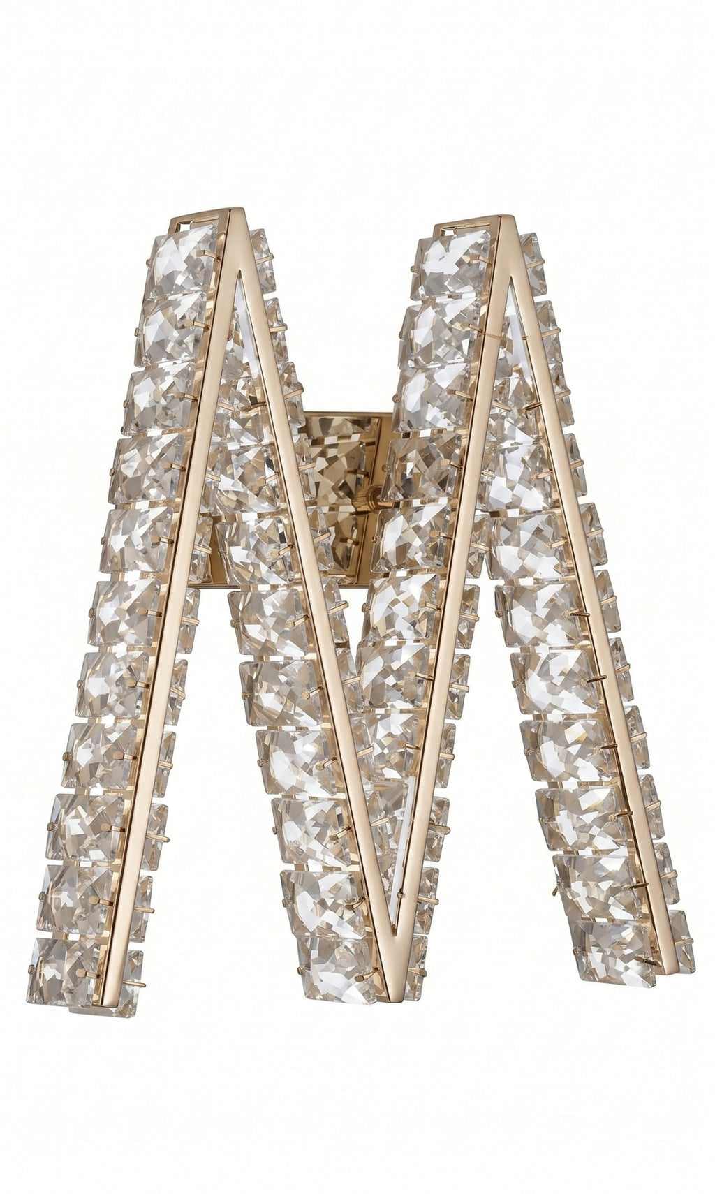 Arandela Parede Cristal Dourada Led Letras Alfabeto A - Z