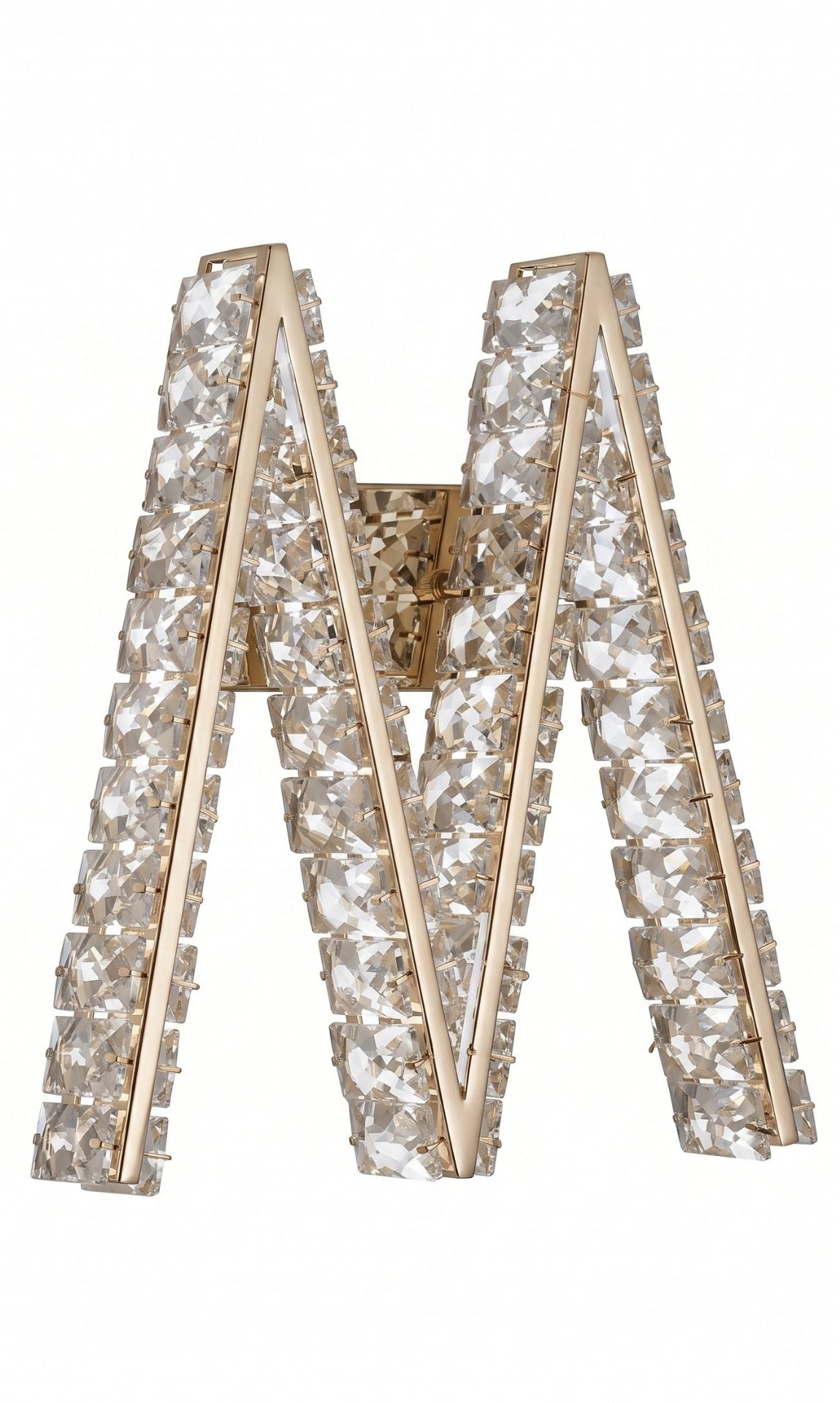 Arandela Parede Cristal Dourada Led Letras Alfabeto A - Z