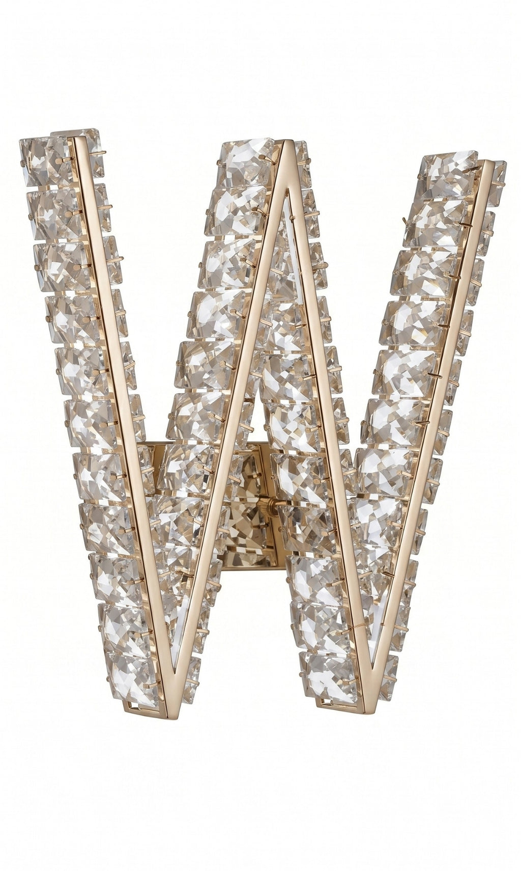 Arandela Parede Cristal Dourada Led Letras Alfabeto A - Z