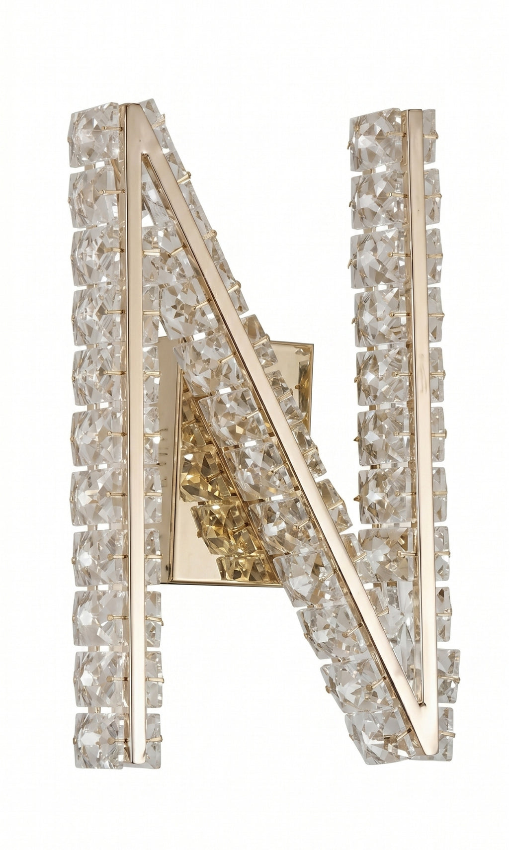 Arandela Parede Cristal Dourada Led Letras Alfabeto A - Z