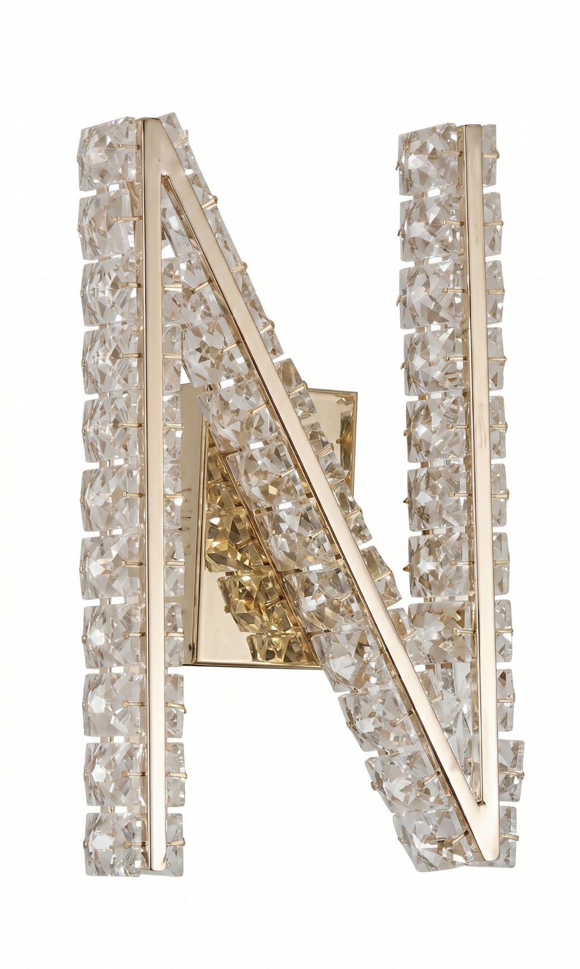 Arandela Parede Cristal Dourada Led Letras Alfabeto A - Z