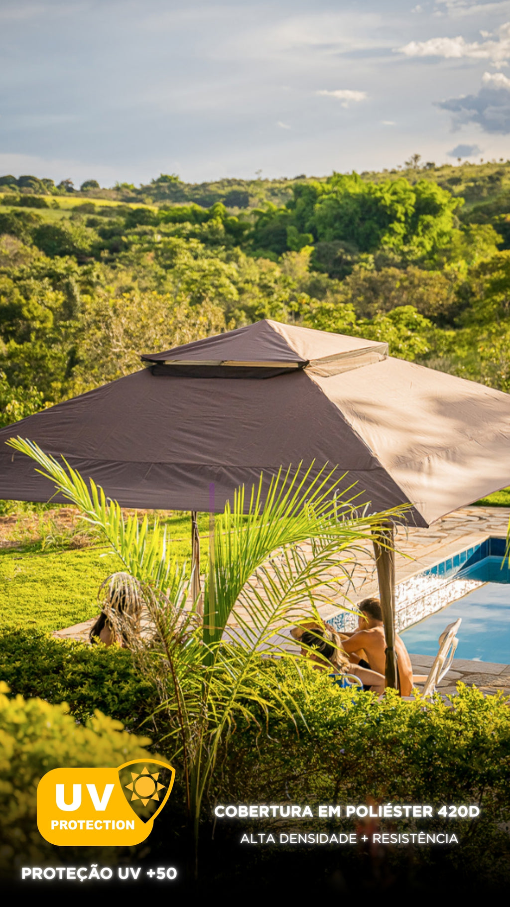 Tenda Gazebo 4x4 Dobravel Nautika Deluxx Aluminizada Uv50+