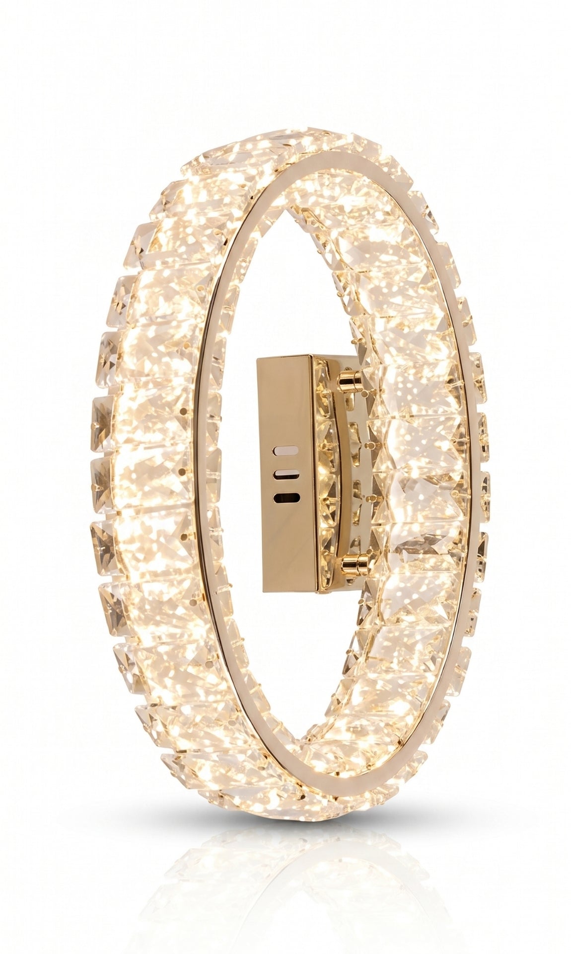 Arandela Parede Cristal Dourada Led Letras Alfabeto A - Z