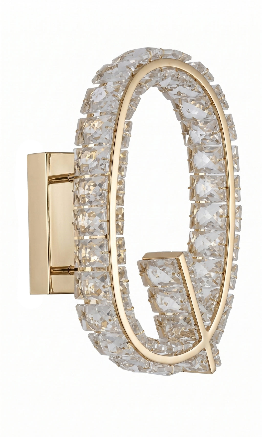 Arandela Parede Cristal Dourada Led Letras Alfabeto A - Z