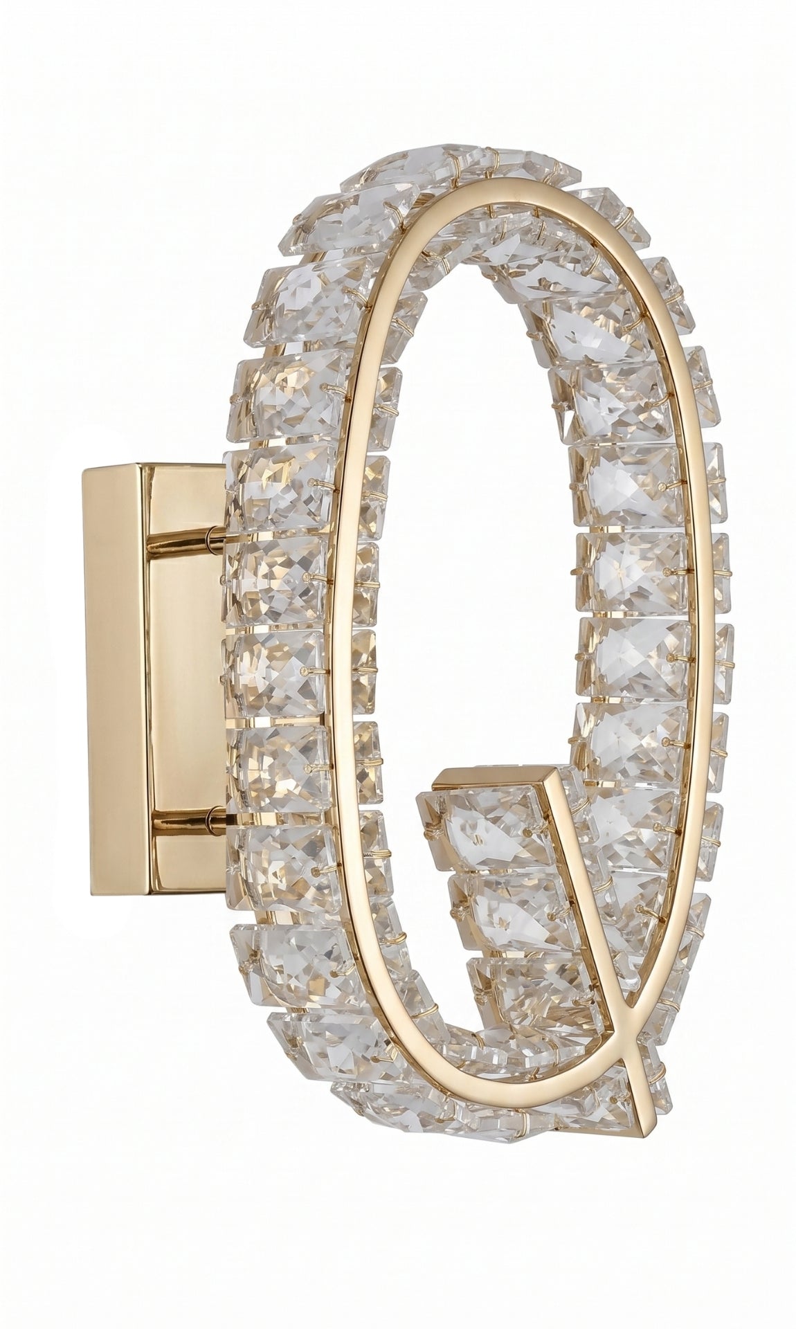 Arandela Parede Cristal Dourada Led Letras Alfabeto A - Z