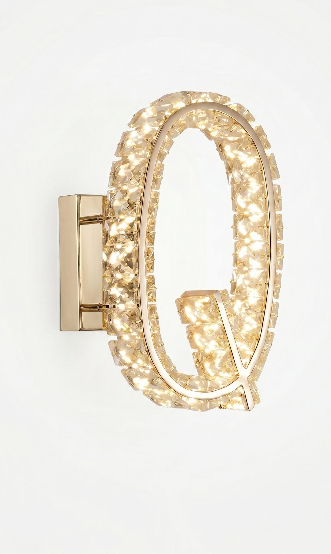 Arandela Parede Cristal Dourada Led Letras Alfabeto A - Z