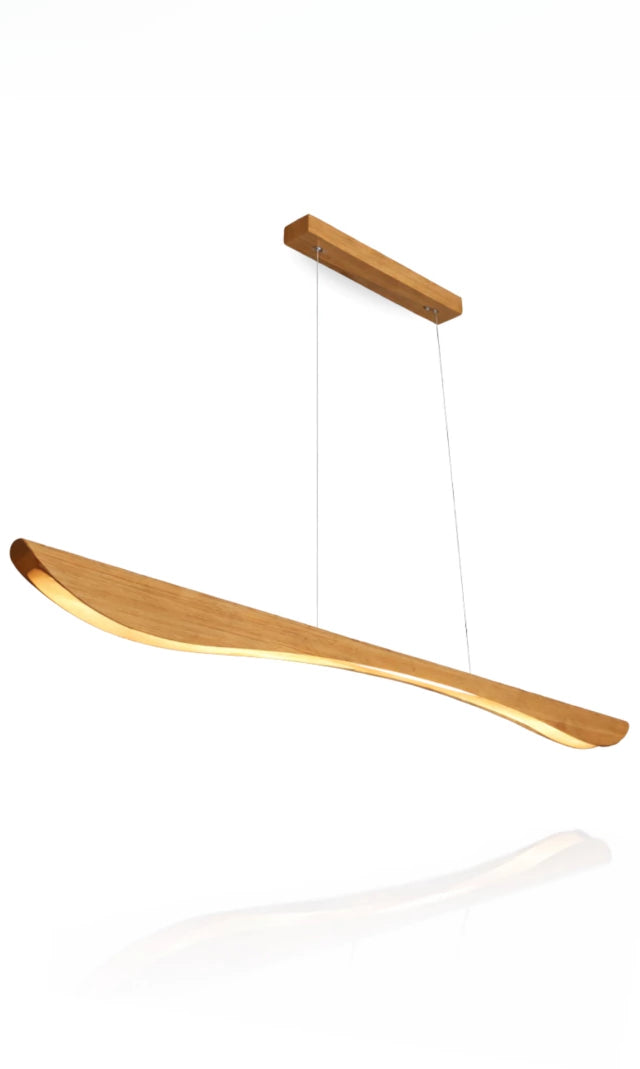 Lustre Pendente Linear Madeira 150cm LED 3000K Bivolt Albero Pienza