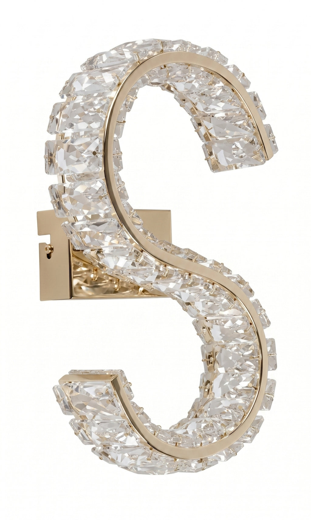 Arandela Parede Cristal Dourada Led Letras Alfabeto A - Z
