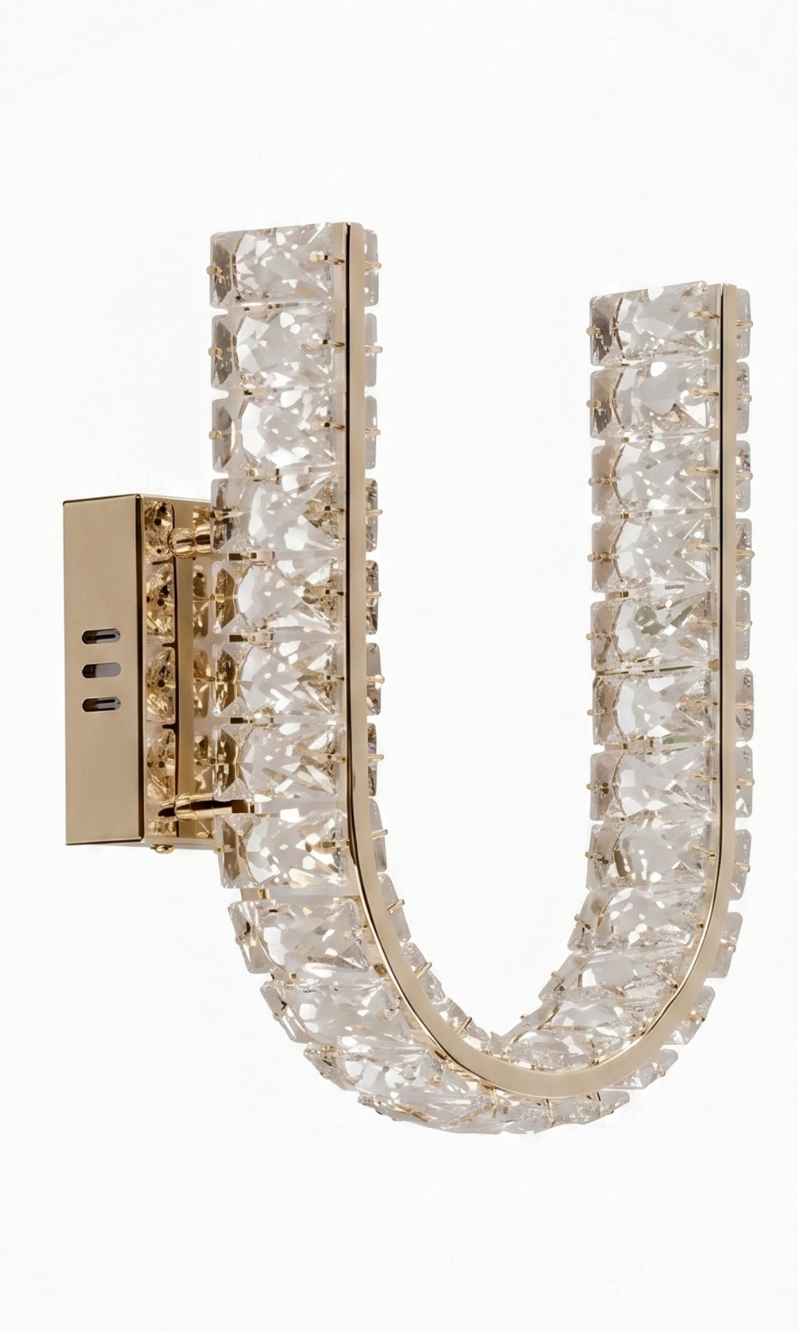 Arandela Parede Cristal Dourada Led Letras Alfabeto A - Z