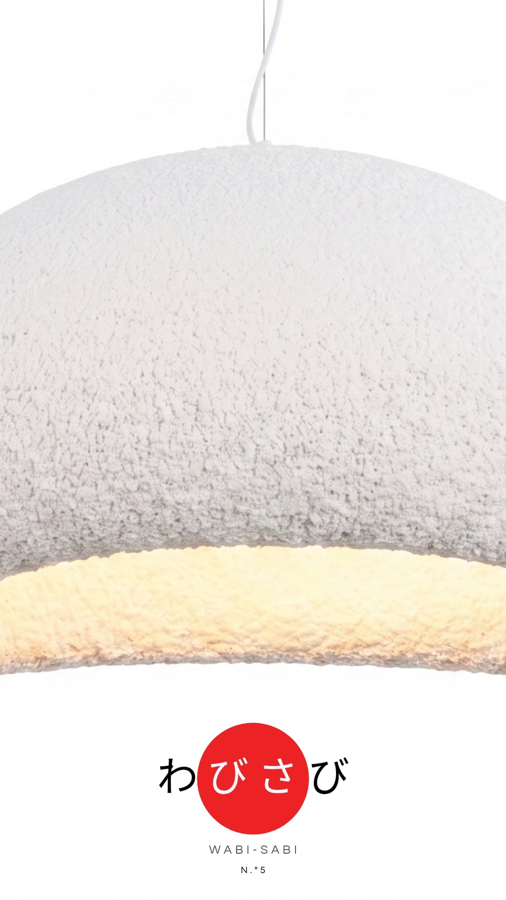 Luminária Pendente Teto Wabi-Sabi Resina Branca 50cm Bivolt