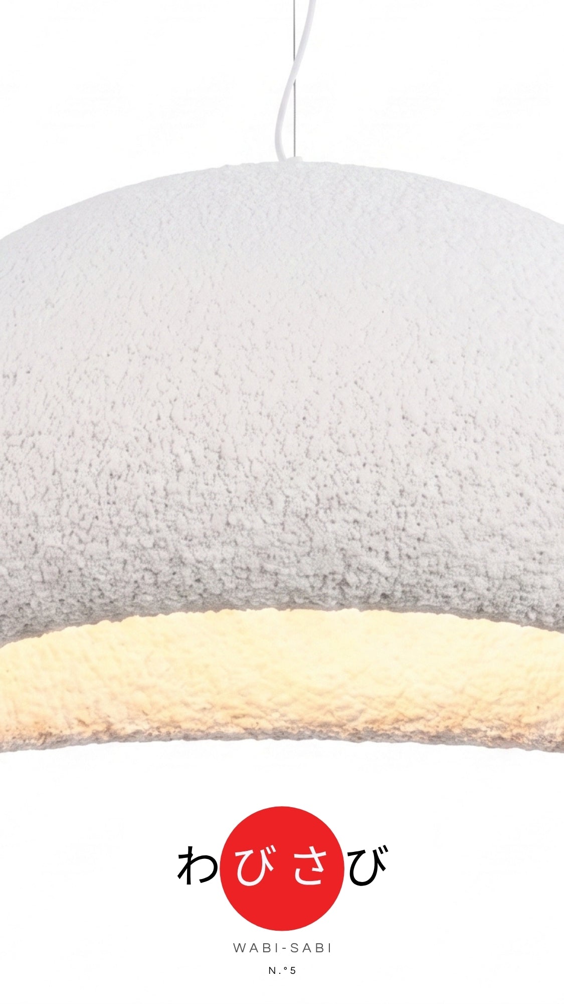 Luminária Pendente Teto Wabi-Sabi Resina Branca 50cm Bivolt