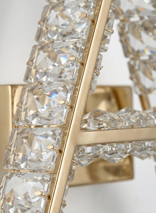 Arandela Parede Cristal Dourada Led Letras Alfabeto A - Z