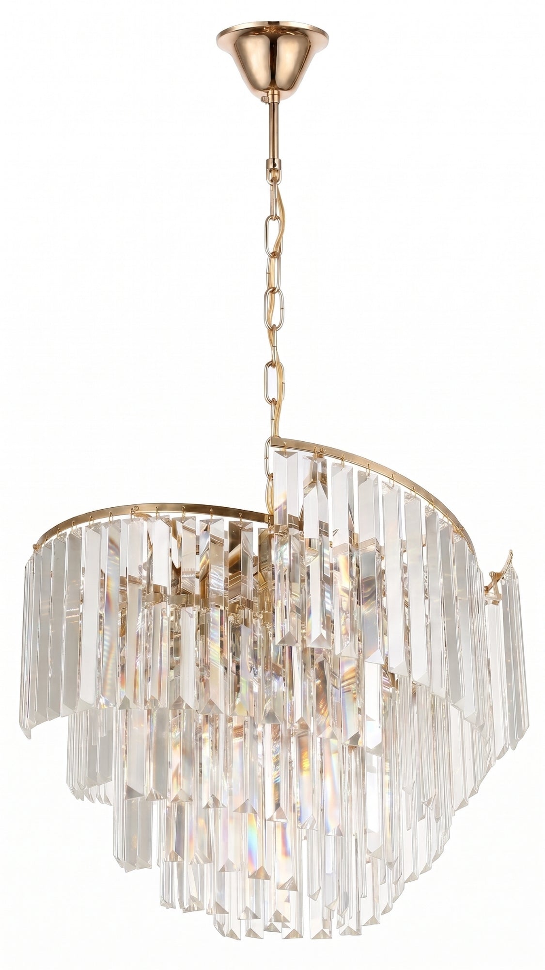 Lustre Pendente De Cristal Luxuoso Dourado Bright Crystal I