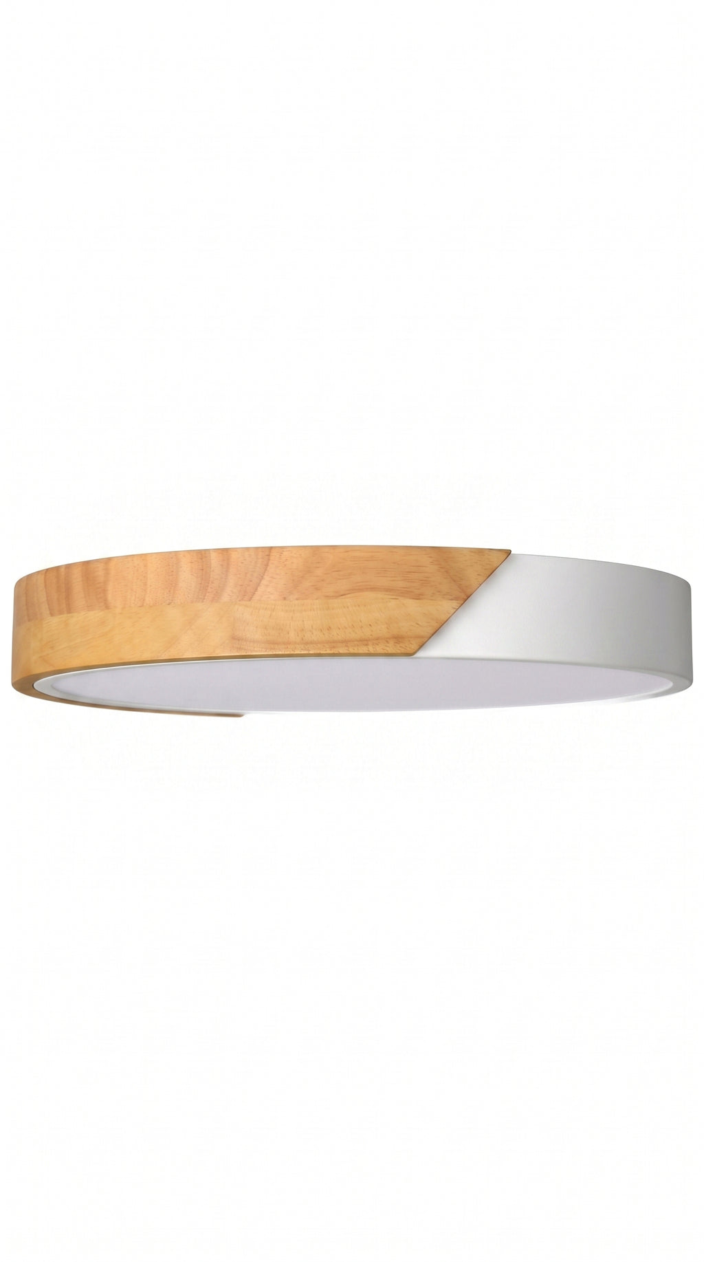 Plafon Led Sobrepor Redondo C/ Madeira 45w 3 Em 1 - Off White