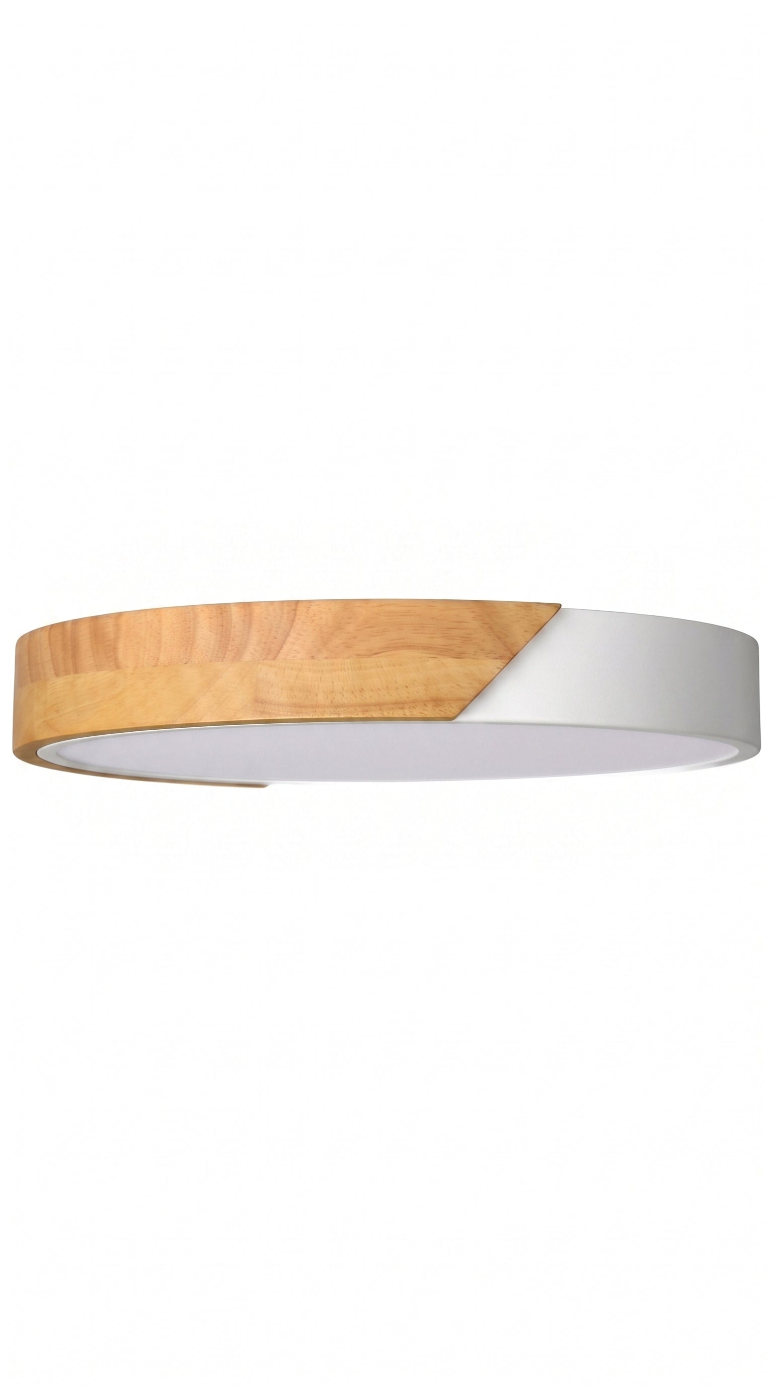 Plafon Led Sobrepor Redondo C/ Madeira 45w 3 Em 1 - Off White