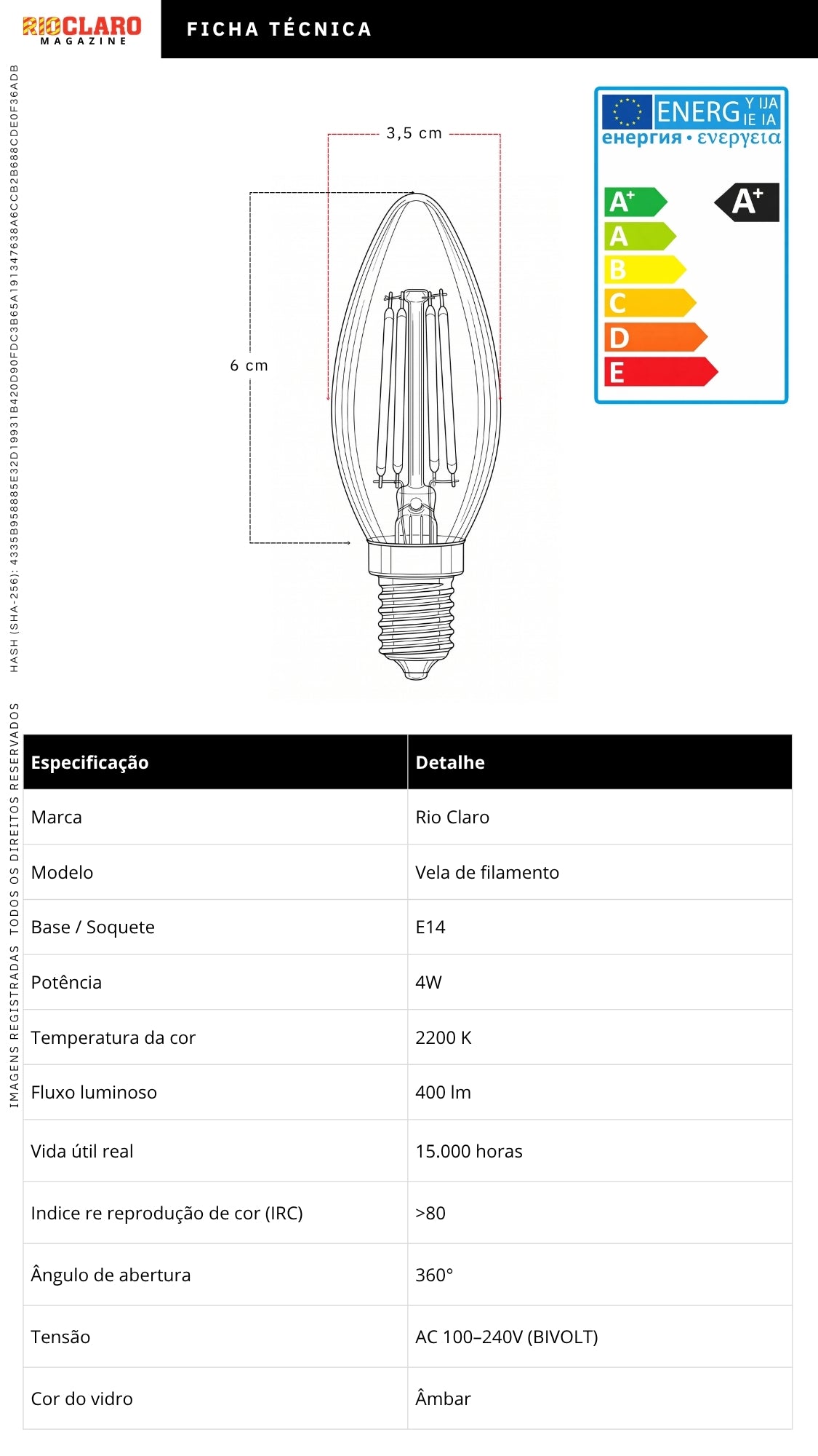 Lâmpada Led Vela Filamento E14 4w Âmbar Retrô Bivolt 2200k