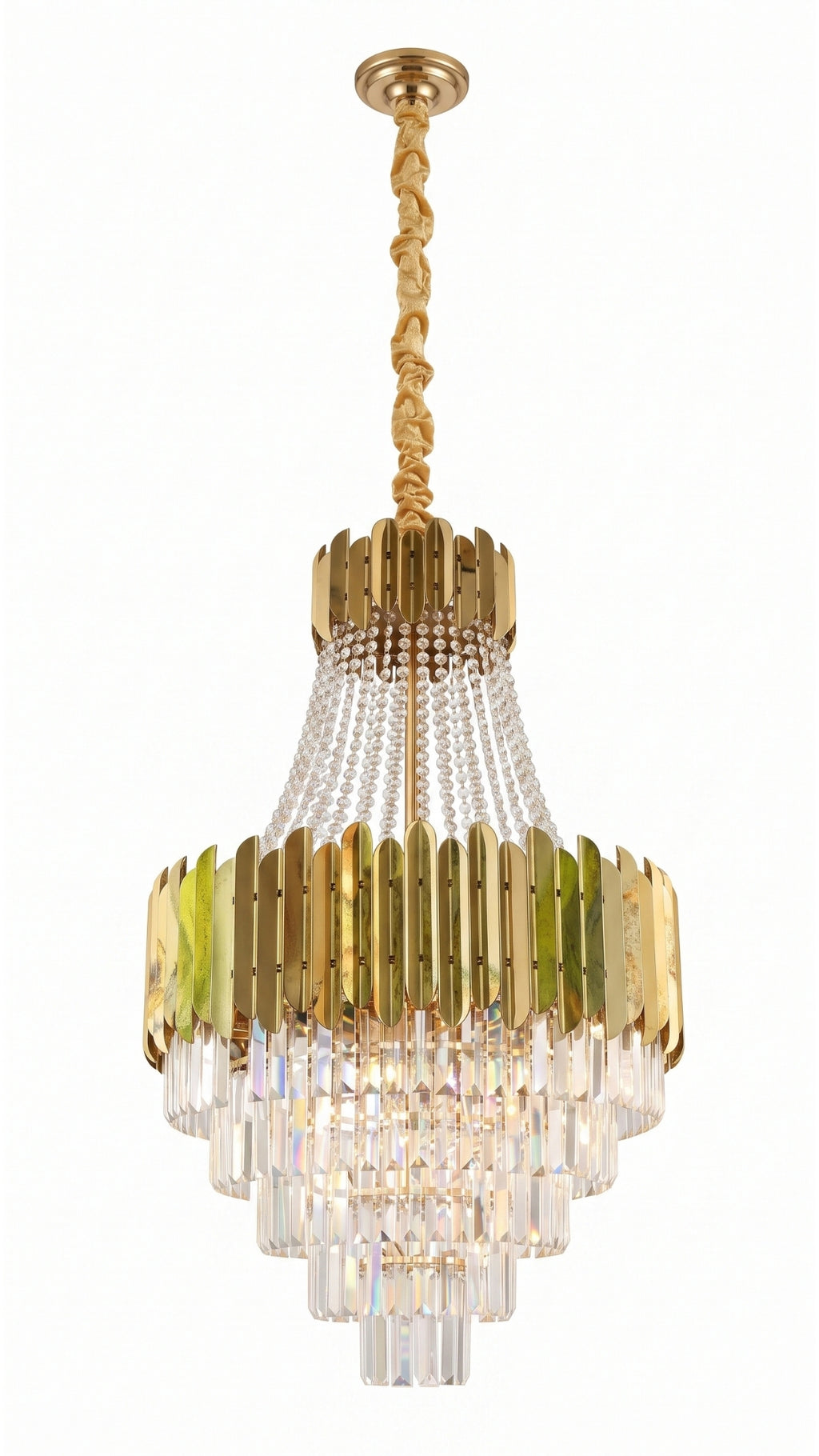 Lustre Pendente De Cristal Legítimo Imperial Dourado